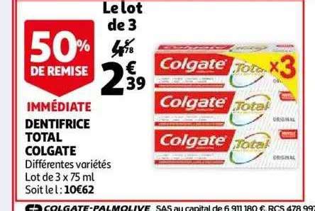 Offre Dentifrice Total Colgate Chez Auchan