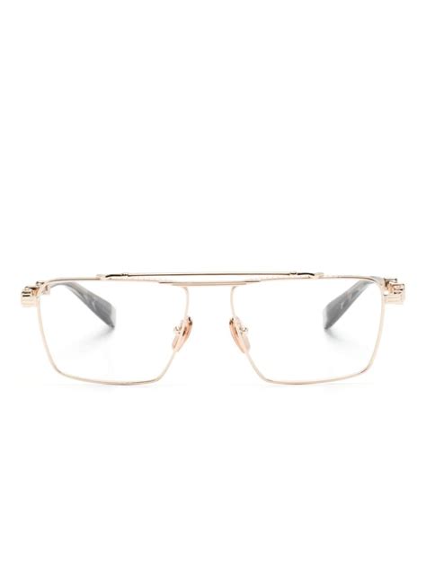 Balmain Eyewear Brigade Vi Square Frame Glasses Gold Farfetch Hk