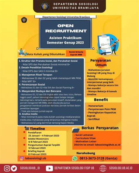 Pengumuman Open Recruitment Asisten Praktikum Semester Genap