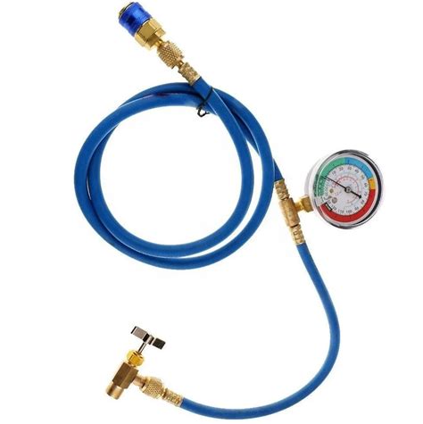 Car Refrigerant Charging Hose Kit With Gauge Self Sealing Can Tap Valve Charge R134a R22 R290 A