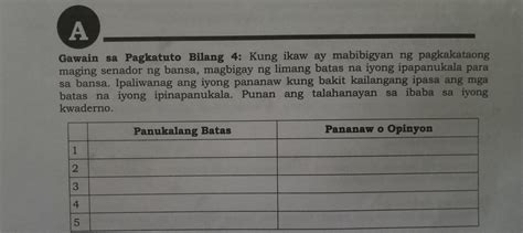 A Gawain Sa Pagkatuto Bilang 4 Kung Ikaw Ay Mabibigyan Ng Pagkakataong