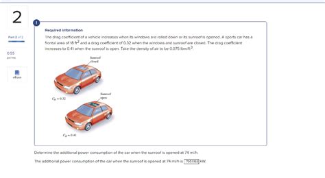 Solved Required Information The Drag Coefficient Of A Chegg