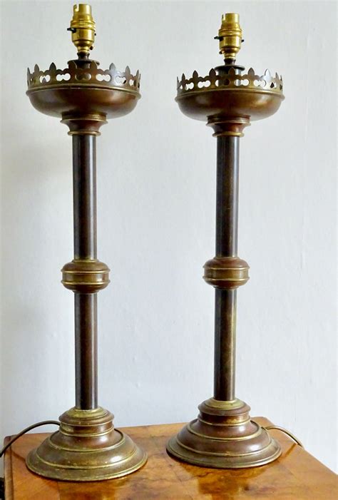 Pair Tall Brass Table Lamps 814331 Uk