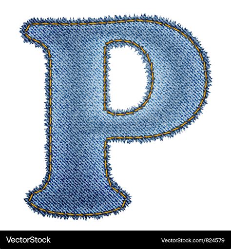 Jeans Alphabet Denim Letter P Royalty Free Vector Image