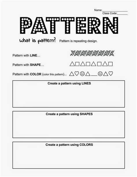 Patterns Worksheet 1st Grade