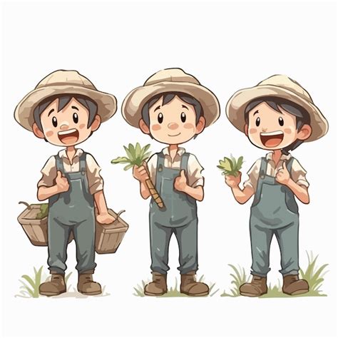 Premium Vector Farmer Kid Wearing Farming Gear Vector Cartoon Little