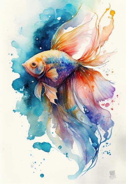 Premium AI Image A Watercolor Painting Of A Goldfish