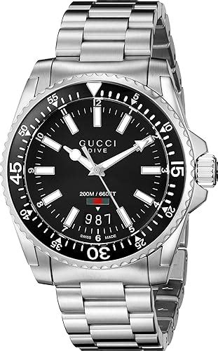 Gucci Dive Mens Black Dial Stainless Steel Band Watch Ya136301 Price In Uae Amazon Uae