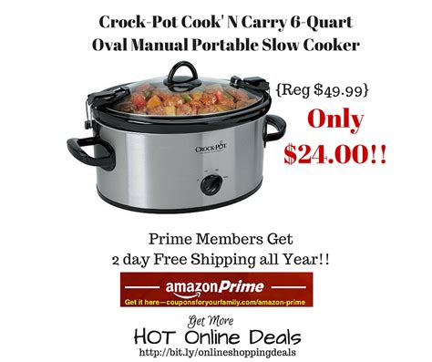 Amazon Crock Pot Cook N Carry 6 Quart Oval Manual Portable Slow Cooker Only 2400 Reg 4999