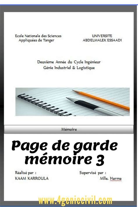 exemple page de garde mémoire word Page de garde mémoire Exemple