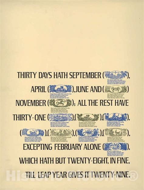 Vintage Poster Thirty Days Hath September Historic Wall Art