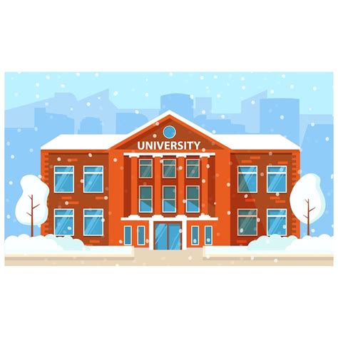 Premium Vector Winter University Campus Building