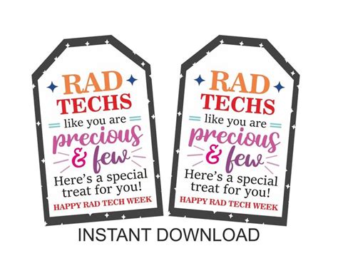 Rad Tech Week Gifts Tag Printable Rad Tech Week Stickers Printable