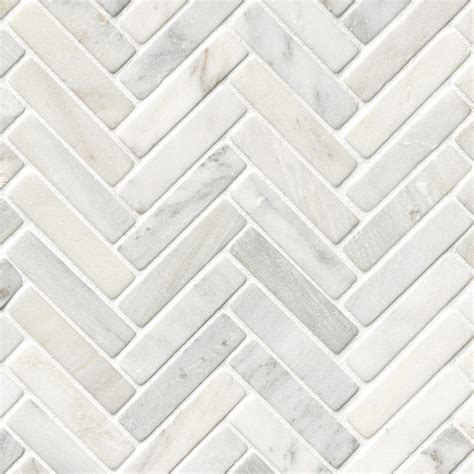 Carrara Marble Herringbone Floor Tile Two Birds Home