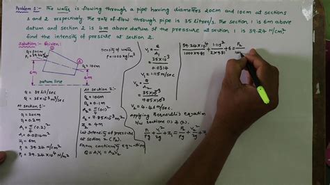 Fluid Mechanics And Hydraulic Machines Unit2 Problem On Bernoullis