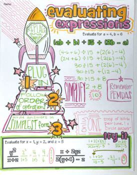 Variables Algebraic Expressions Guided Doodle Notes Evaluating