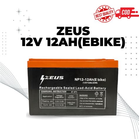 Jual Aki Selis Aki Sepeda Listrik 12V 12Ah Aki VRLA Zeus EBIKE 12v