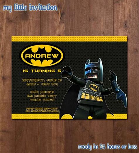 Lego Batman Superhero Birthday Party Invitation Printable Digital File Photo Optional B