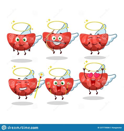 Red Orange Gummy Candy Cartoon Designs As A Cute Angel Character Stock