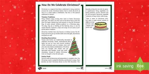 KS1 How Do We Celebrate Christmas Differentiated Fact File