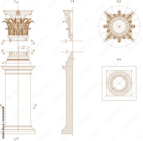 Vector sketch illustration of greek roman classic vintage doric ...