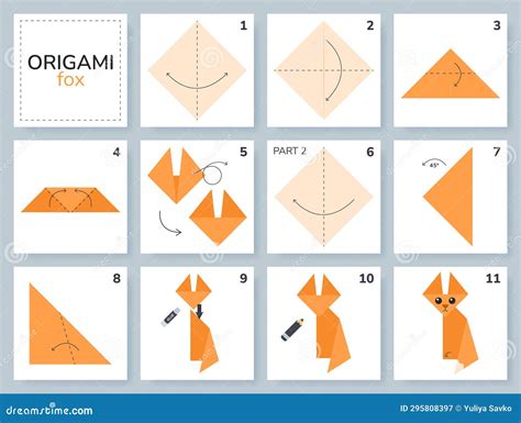 Tutorial De Origami Para Niños Zorro Lindo Del Origami Ilustración