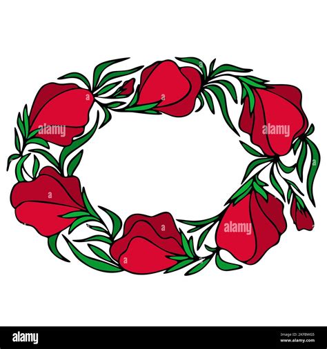 Flower Frame Of Large Red Flower Buds On A White Background Border