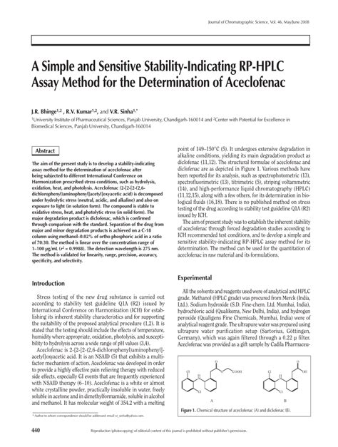 PDF A Simple And Sensitive Stability Indicating RP HPLC Assay Method