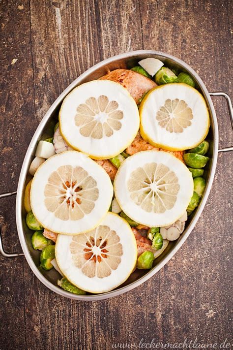 Zitronen H Hnchenschenkel Mit Knoblauch Und Rosenkohl Lecker Macht Laune