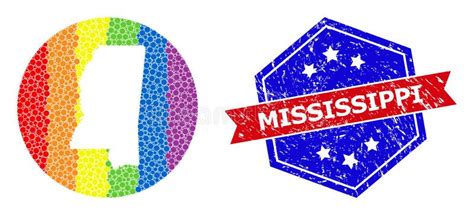 Mississippi Lgbt Flag Map Vector Illustration Stock Illustration