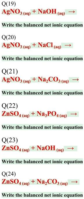 Solved Q19 Agno3 Aq Naoh Aq Write The Balanced Net Ionic