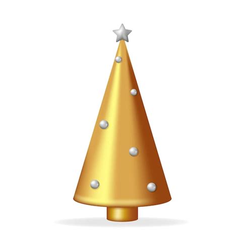 Árvore de natal de ouro triangular realista decorações 3d árvore de