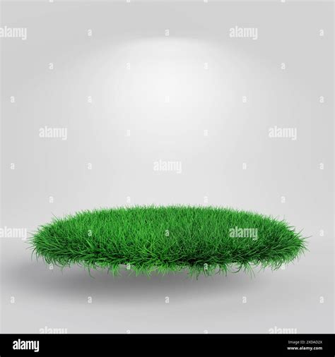 Green Grass Podium Stage For Product Presentation On A White Background