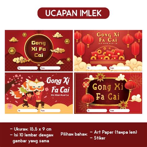 Jual Ucapan Imlek Isi Pcs Greeting Card Tulisan Gong Xi Fa Chai