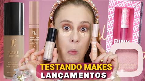 Testando Lan Amentos De Maquiagem Base Lf Pro Batom Boca Rosa Youtube