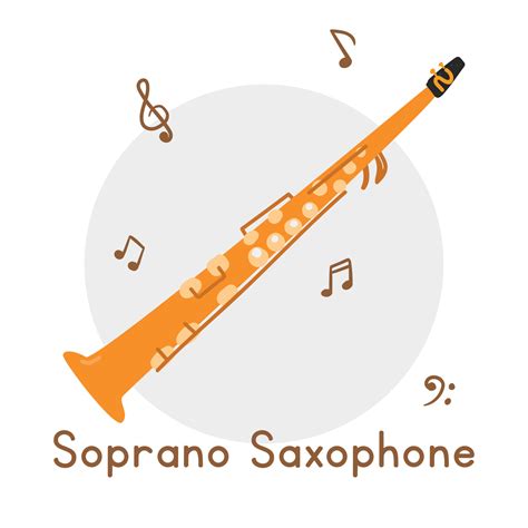 Golden soprano saxophone clipart cartoon style. Simple cute soprano brass musical instrument ...