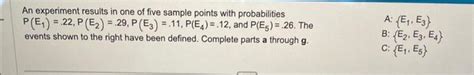 Solved An Experiment Results In One Of Five Sample Points Chegg