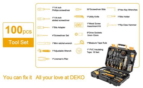 Dekopro Pieces Home Repair Tool Set General Household Hand Tool Kit