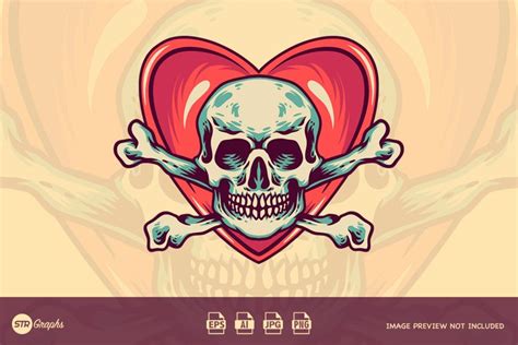 Love Skull - Retro Illustration