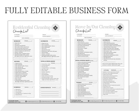 Editable Cleaning Contract Checklist Cleaning Business Forms Cleaning