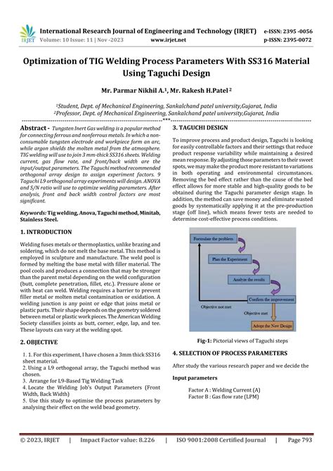 Optimization Of TIG Welding Process Parameters With SS316 Material