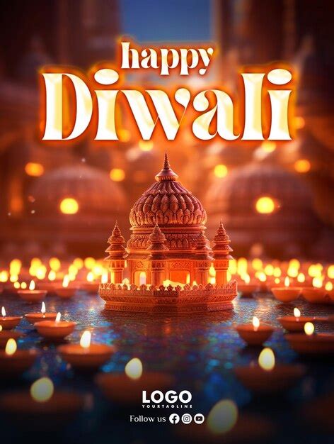 Premium Psd Happy Diwali Festival Vertical Poster Template