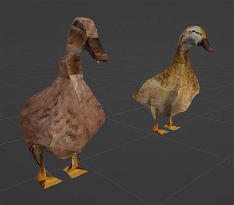 3D Model 2 Ducks Ps1 Retro Style Low Poly Models VR AR Low Poly