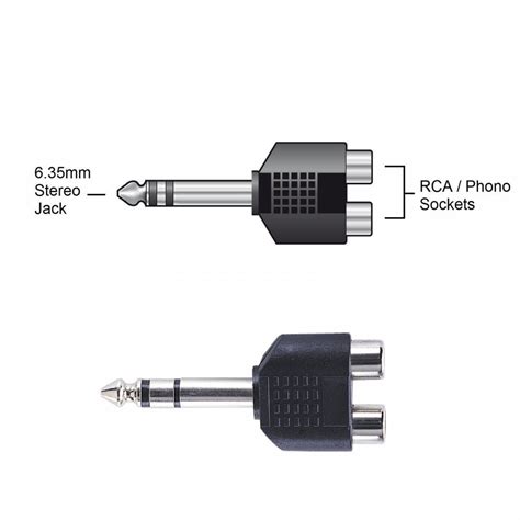 635mm Stereo Jack Plug To 2 X Rca Phono Sockets Adaptor Splitter