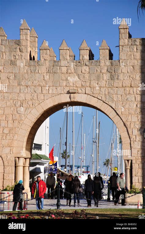 Entrance gate to Port El Kantaoui Marina, Port El Kantaoui, Sousse Governorate, Tunisia Stock ...