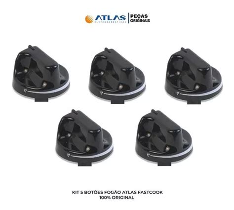 Kit Botões Fogão Atlas Fastcook 5 Peças 100 Original Parcelamento