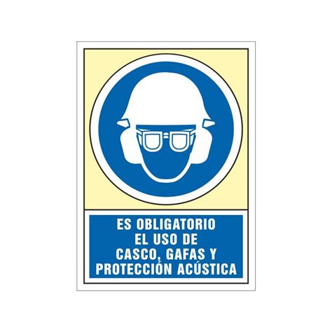 Señal Es Obligatorio El Uso De Casco gafas Y Proteccion Acustica