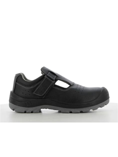 Sandale En Cuir Respirante Avec Fermeture Velcro Noir