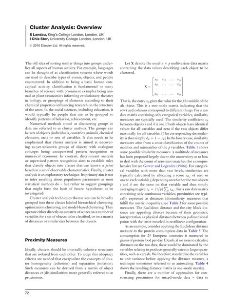 Pdf Cluster Analysis Overview