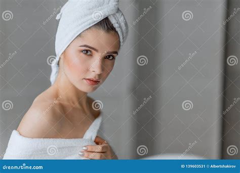 Spa Woman Attractive Woman Feeling Her Skin Smooth And Well Groomed